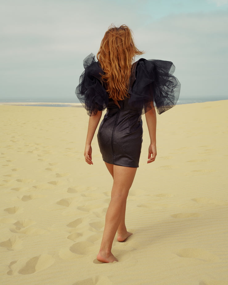 robe de soirée en cuir noire - Anaïs Ricard 